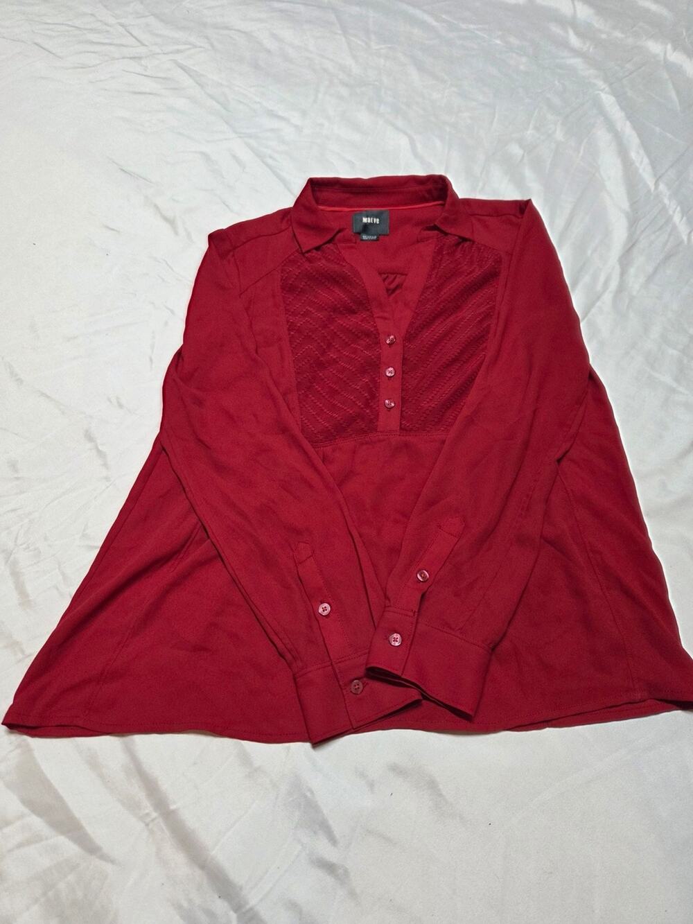 Maeve Bright Red Collared Blouse